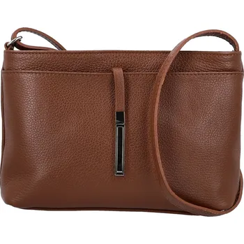 Kabelka Dámská kožená crossbody kabelka hnědá - Delami Vera Pelle Finni hnědá