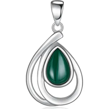 Přívěsek 4U Stříbrný přívěšek s kapkou přírodního malachitu