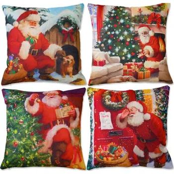 Povlak na dekorativní polštářek Povlaky na polštáře s vánočním motivem 45x45 cm sada 4 ks /z9