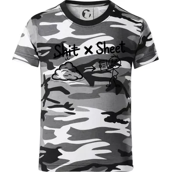 Chlapecké tričko Anglický slovníček - Shit - Sheet - Dětské maskáčové triko - 104-110cm / 3-4 roky ( Šedý maskáč )