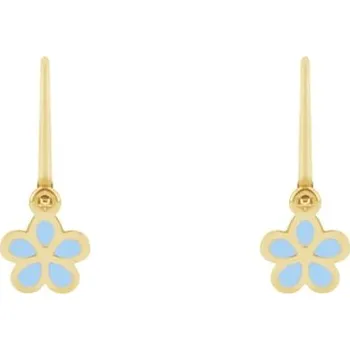 Náušnice Zlaté dětské náušnice s modrými kytičkami Katey