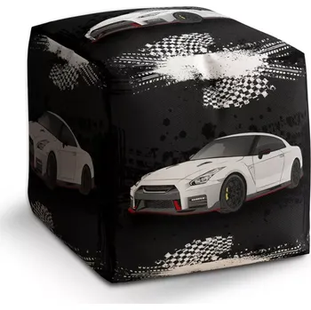 Taburet Sablio Taburet Cube Nissan GTR 35 Černý: 40x40x40 cm