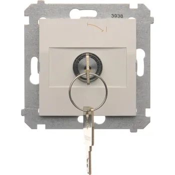 vypínač Vypínač časový na klíč, 2 polohový, řazení 0-1, 5 A / 230 V~, pro pájení, Simon 54 DP1K.01/11, bílá