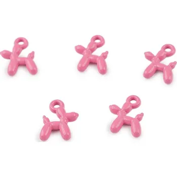Přívěsek Kovový přívěsek mini pejsek 8x10 mm, střední, 3 pink