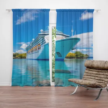 Závěs Sablio Závěs Luxusní výletní loď v tropickém ráji: 2ks 140x250cm