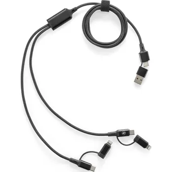 elektrický kabel BERTOZZI. Superrychlý USB kabel 6 v 1 z recyklovaného hliníku (20 ) a