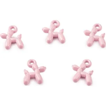 Přívěsek Kovový přívěsek mini pejsek 8x10 mm, velké, 2 růžová nejsv.