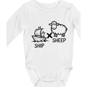 Anglický slovníček - Ship sheep - Body kojenecké s dlouhým rukávem - Dlouhý r. do 3 měs ( Bílá )