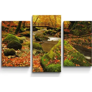 Obraz Sablio Obraz - 3-dílný Most v lese - 75x50 cm