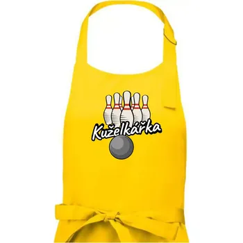 Kuchyňská zástěra Kuželkářka - kuželky - Dámská zástěra na vaření - Univerzální velikost ( Žlutá )