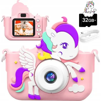 Digitální fotoaparát DĚTSKÝ DIGITÁLNÍ FOTOAPARÁT JEDNOROŽEC SELFIE KAMERA + 32GB KARTA