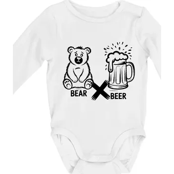 Kojenecký body Anglický slovníček - Bear Beer - Body kojenecké s dlouhým rukávem - Dlouhý r. do 3 měs ( Bílá )