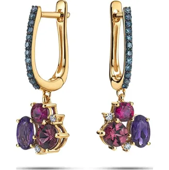 Náušnice Diamantové náušnice Fay s barevnými drahokamy, žluté zlato 14K KU2183N + dárkové balení LUXUS zdarma