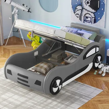 Postel Jednolůžková dřevěná postel Arhatreya 90x200 cm šedá