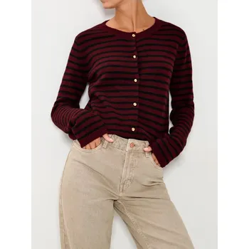 Dámský svetr Sinsay - Pruhovaný svetr na knoflíky - burgundy - 897HK-53P - 897HK-53P-S