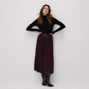 Dámská sukně Reserved - Plisovaná sukně s páskem - tmavě fialová - 995GA-91X - 995GA-91X-XL