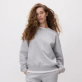 Dámská mikina Reserved - Hladká mikina s vysokým podílem bavlny - světle šedá - 824GA-09M - 824GA-09M-XS