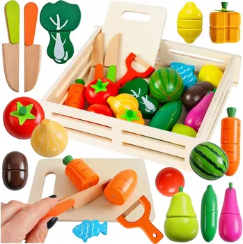 Dřevěná hračka Dřevěná Zelenina a Ovoce k Krájení na Magnet XXL
