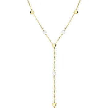 Náramek Zlatý náramek s perlami - srdce - AP543-5475