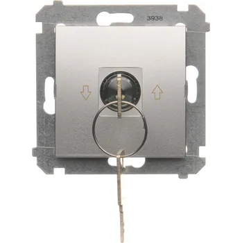 vypínač Vypínač žaluziový na klíč, 3 polohový, řazení 1-0-2, 5 A / 230 V~, pro, Simon 54 DWZK.01/43, stříbrná metalizovaná