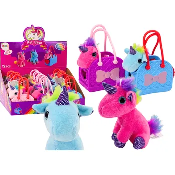 plyšák Plyšový jednorožec v kabelce – barevná hříva | 3 druhy