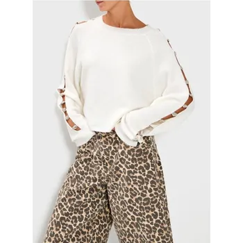 Dámský svetr Sinsay - Svetr se zdobením na rukávech - bílá - 030HL-00X - 030HL-00X-S