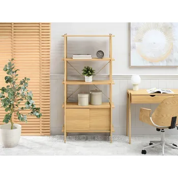 regál Vysoký regál s posuvnými dvířky OKELI - dub