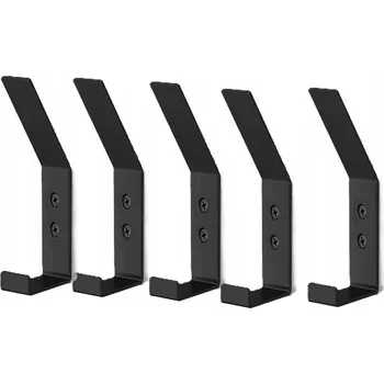 Věšák 5 ks - Nástěnný věšák háček na oblečení kovový dvojitý ČERNÝ loft