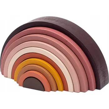 Dřevěná hračka DŘEVĚNÉ PUZZLE DUHA MONTESSORI BALANČNÍ STAVEBNICE