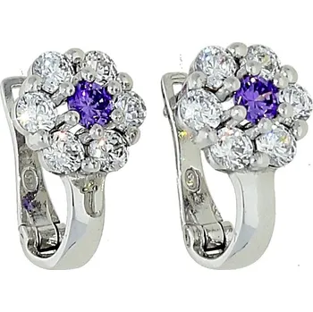 Náušnice Goldstore Dětské náušnice kytičky s fialovým kamínkem Váha: 1.60 g