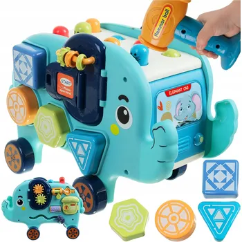 Hračka pro nejmenší Velký slon vzdělávací puzzle montessori zatloukačka senzorická hračka slon