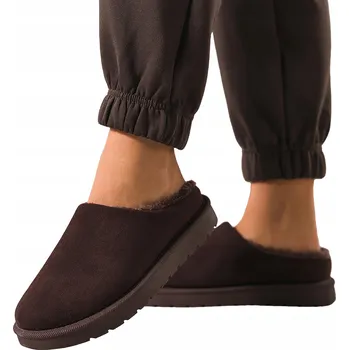 Dámská obuv PANTOFLE Čokoládové Dámské POHODLNÉ S Kožíškem Na Platformě MODNE r 36