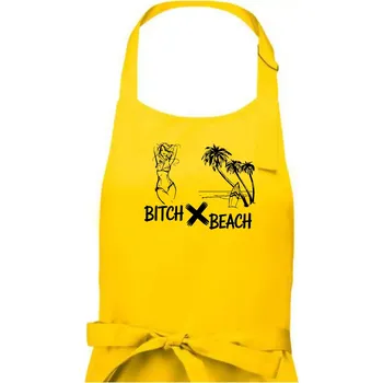 Kuchyňská zástěra Anglický slovníček - Bitch Beach - Pánská zástěra na vaření - Univerzální velikost ( Žlutá )