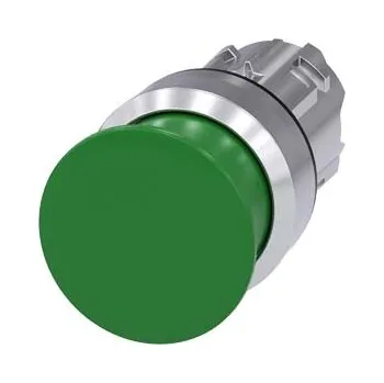 Stykač SIEMENS Tlačítko hřibové, 22 mm, kulaté, kov, s vysokým leskem, zelená, 30 mm 3SU1050-1AD40-0AA0