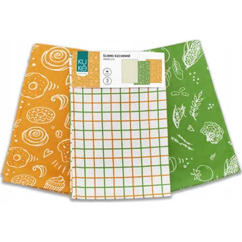 Utěrka FARO SADA KUCHYŇSKÝCH UTĚREK BAVLNĚNÝCH KUKE ŽLUTÉ A ZELENÉ 3 KS