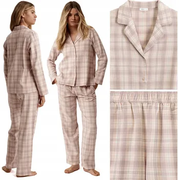 Dámské noční prádlo Dámské pyžamo s kostkovaným vzorem, dlouhý rukáv Atlantic XXL