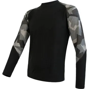 Sensor Merino Impress Pánské Triko Dl.rukáv Černá/camo XXL + DÁREK