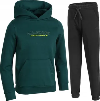 Chlapecká mikina 4F ZATEPLENÁ CHLAPECKÁ TEPLÁKOVKA KOMPLET MIKINA S KLOKANÍ KAPSOU KALHOTY / vel 164