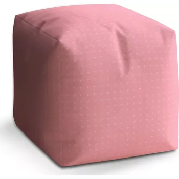 Taburet Sablio Taburet Cube Bílé čárky na růžové: 40x40x40 cm