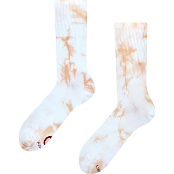 Dámské ponožky Béžové batikované ponožky z žebrovaného úpletu