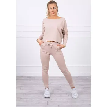 marka niezdefiniowana Souprava s oversize halenkou béžové barvy Kesi růžová 3129310