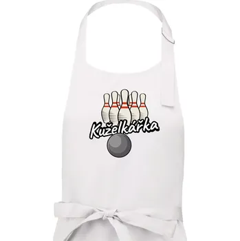 Kuchyňská zástěra Kuželkářka - kuželky - Dámská zástěra na vaření - Univerzální velikost ( Bílá )