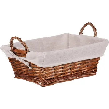 Nákupní košík Koš proutěný - hranatý, s látkou, barva hnědá