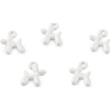 Přívěsek Kovový přívěsek mini pejsek 8x10 mm, velké, 1 bílá