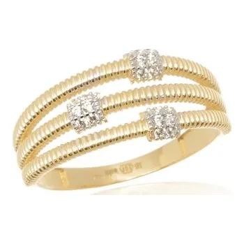 Prsten Luxusní dámský prsten ze žlutého zlata s čirými zirkony PR0781F + DÁREK ZDARMA