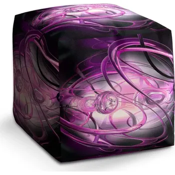 Taburet Sablio Taburet Cube Fialová abstrakce: 40x40x40 cm