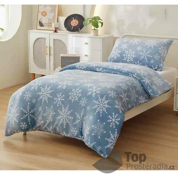 Povlečení Mikroplyšové povlečení 140x200+70x90 Modrá vločka