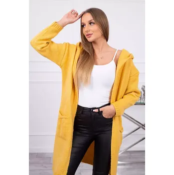 Dámský svetr Obyčejný svetr s kapucí a kapsami z hořčice Kesi žlutá 3107493