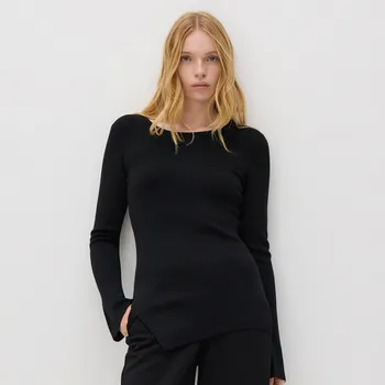 Dámský svetr Reserved - Svetr s asymetrickým spodkem - černý - 222GV-99L - 222GV-99L-XL