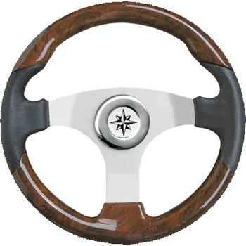 Loď Savoretti Armando Sportovní volant v kombinaci mahagon/polyuretan s nerezovým středem, průměr 35 cm